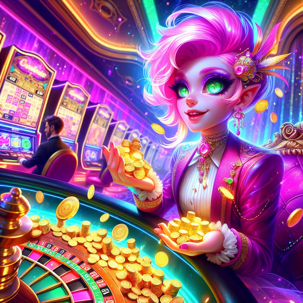 BD11 Casino cartoon characters playing roulette and slots